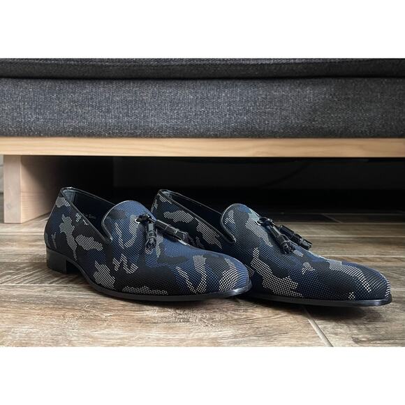$425 NIB Mezlan Camouflage Blue Multi Leather Loafers Slip On Size 7.5 M main image 4